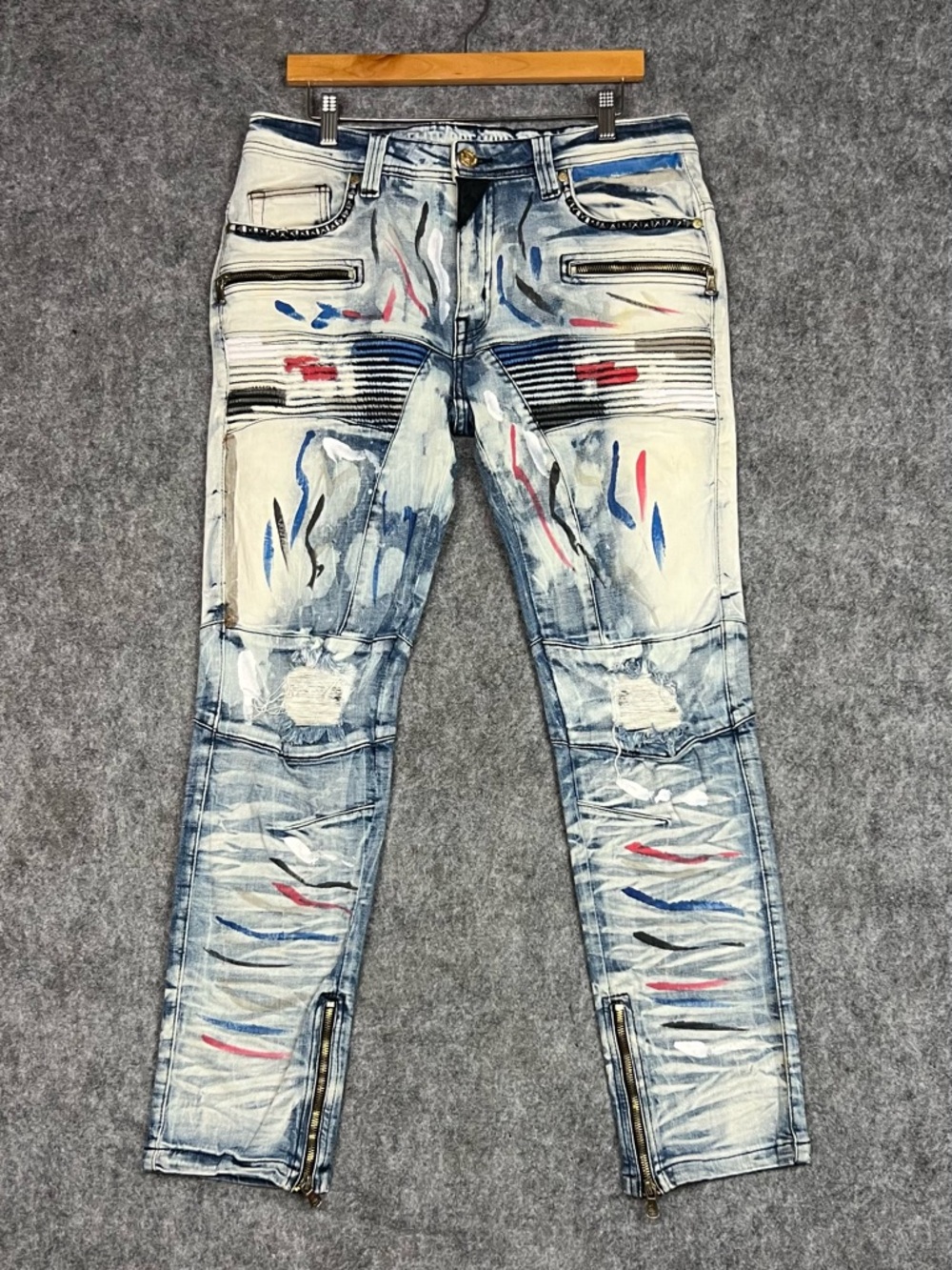Elite Premium Blue jeans zippers #denim #distressed #streetwear 34x32